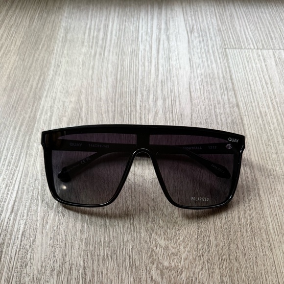 quay australia nightfall black polarized oversized shield sunglasses eyewear NEW